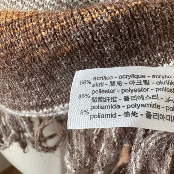 ZARA Sweater Womens Small Cropped Orange Fringed Striped Ombre Boho Sweater - Picture 6 of 7